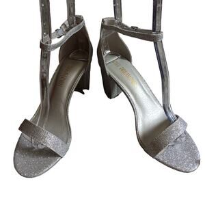 Dream‎ Pairs silver glitter ankle strap women's heels US 8.5 formal prom